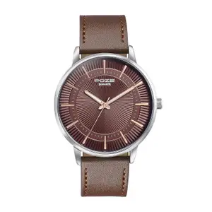 Visit the Sonata Store Sonata Poze 6 Strokes and Stroll Quartz Brown Round Dial Men's Watch | Leather Strap Material | Watches for Men Analog - SP70076SL01
