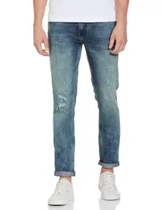 Visit the The Indian Garage Co Store The Indian Garage Co Men Regular Fit Solid Mid-Rise Stretchable Jeans