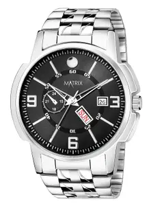 Visit the Matrix Store Matrix Black, Blue, White Dial, Day & Date Functioning, Stainless Steel Strap Analog Watch for Men & Women