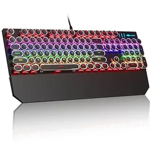 MageGee Typewriter Mechanical Gaming Keyboard, Retro Punk Round Keycaps