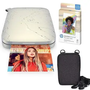 HP Sprocket Select Portable Instant Color Photo Printer for Android and iOS Devices (Eclipse) Zink Paper Bundle, 2.3x3.4