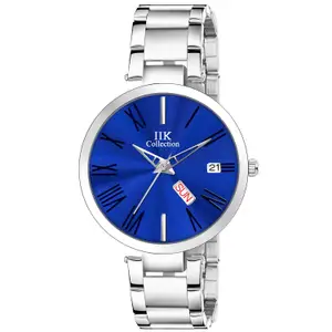 Visit the IIK COLLECTION Store IIK COLLECTION Watches for Women Round Studded Dial |Day and Date Quartz Movemnet |Long Battery Life|Stainless Steel Bracelet Chain Strap|Double Lock Clasp Safety Watches for Girls