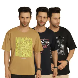 Visit the Mack Jonney Store Mack Jonney Printed Round Neck Cotton Half Sleeves Tshirt for Men(Pack of 3)-MACK635048