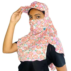 Kavach Ready-to-wear full face covering Mask Scarf made in Poly Crepe for pollution sun protection, Free Size - Multicolor
