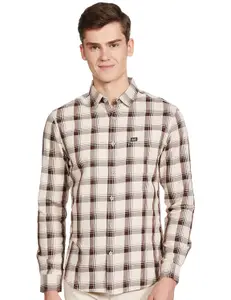 Visit the The Indian Garage Co Store The Indian Garage Co Men Slim Fit Checkered Full Sleeves Spread Collar Casual Shirt
