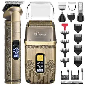 Hatteker Professional Hair Clipper Electric Razor Foil Shavers for Men Body Nose Ear Hair Grooming Kit