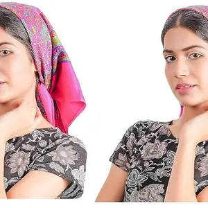 CHACKO Woolen Hair Scarf Square Hair Bandanas Large Scarf Sleeping Head Wraps Neck Scarf for Women_Pack Of 2