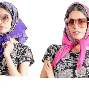 CHACKO Women's Winter Warm Scarf Print Floral Pattern_Pack Of 2