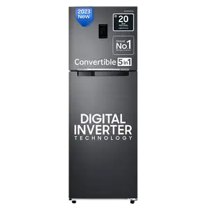 SAMSUNG 301 L Frost Free Double Door 2 Star Convertible Refrigerator with Convertible 5-in-1, Digital Inverter with Display(Black DOI, RT34C4522B1/HL)