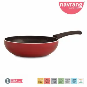 Navrang Non Stick Aluminium Fry Pan Small,200mm, Red -Non Induction price in India.