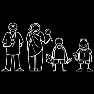 The Indian Family Sticker Family for(White, Transparent)