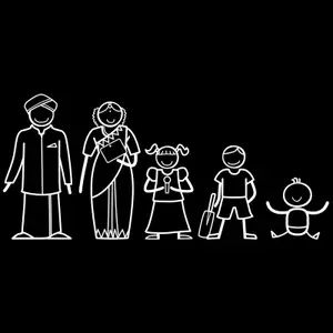 The Indian Family Sticker Family for(White, Transparent)