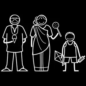 The Indian Family Sticker Family for(White, Transparent)