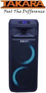 Takara T-6666 Portable Trolley Speaker 6Inch Multi-Media Bluetooth, Karaoke with audio recording, USB, SD With 2 Wireless Mic T-6666 Indoor, Outdoor PA System(120 W)