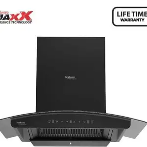 Hindware Hindware ZINNIA BLK 75 MaxX SILENCE CHIMNEY Touch Control with motion sensor and Lifetime Warranty# Auto Clean Wall Mounted Chimney(black 1300 CMH)