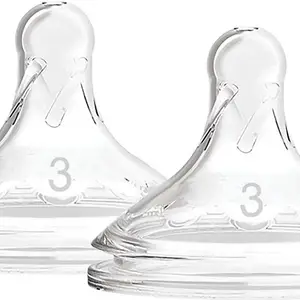 Dr. Brown's Level 1 Wide-Neck Silicone Options+ Nipple, 2-Pack New Born Flow Nipple(Pack of 2 Nipples)