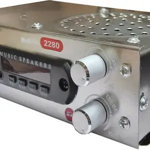 BeerTech X-1962 Portable Fm Radio Music Player with Remote Support USB,AUX,SD Card with external speaker jack FM Radio(Silver)