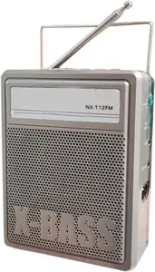BeerTech NX-112 AC/DC Portable X-Bass Music Speaker with 3.5mm Headphone Jack FM Radio(Grey)