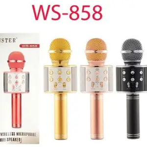 MAGA MART Handheld Wireless Mike Multi-Function Bluetooth Karaoke Singing Mic with Microphone Speaker for All Smart Phones, Silver Bag Microphone microphone(Red)