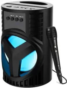 ANY KART Wireless Microphone Bluetooth Sound Box subwoofer multi-function DJ light Carry Handle-Travel Speaker Support Bluetooth, FM Radio, USB, Micro SD Card Reader, AUX with speaker Micro Hi-Fi System(Black)