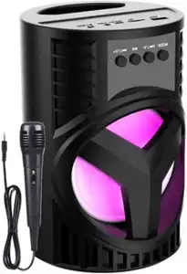 Wanzhow Portable Bluetooth Wireless sub woofer Sound Box system Multimidea Speaker Led Light mini Home theatre AUX supported Carry Handle Speaker FM Radio USB, Micro SD Card Reader Micro Hi-Fi System(Black)