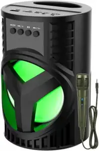 ANY KART Amplifier Wireless Microphone Bluetooth Sound Box subwoofer multi-function DJ light Carry Handle-Travel Speaker Support Bluetooth, FM Radio, USB, Micro SD Card Reader, AUX with speaker Micro Hi-Fi System(Black)