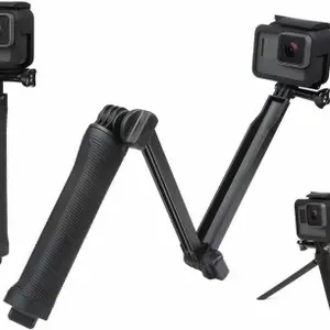 play run ™ Selfie Tripod Stick for Go Pro and Action Camera Tripod(Black, Supports Up to 500 g)