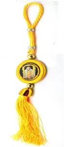 Faynci Tirupati Balaji Double Sided Yellow Religious Car Rearview Mirror Hanging Ornament/Interior Wall Hanging Showpiece for good luck Car Hanging Ornament(Pack of 1)
