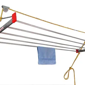 SECO SIEMPRE SECO SIEMPRE Sun & Shade 30 R Ceiling mounted pulley operated (6 ft long x 5 pipes) Stainless Steel Ceiling Cloth Dryer Stand(Steel, Red)