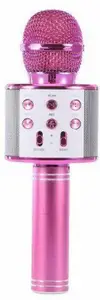 Coozico Q7 Wireless Multi-Function Karaoke Square Model With Handle Microphone Bluetooth Speaker Microphone(Pink)