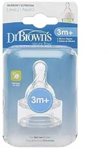 Dr. Brown's Natural Flow Level 2 Standard Neck Nipple Medium Flow Nipple(Pack of 1 Nipple)