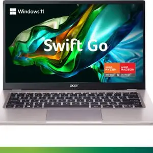Acer Swift Go 14 Thin and Light Premium AMD Ryzen 5 7530U Hexa-Core Processor (Windows 11 Home/ 8GB/ 512 GB SSD/MS Office Home and Student) Pure SFG14-41, 35.56 cm (14.0") Full HD Display
